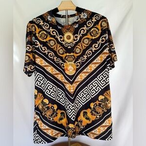 Steven Land Baroque Print Short Sleeve Shirt Men’s Size Large